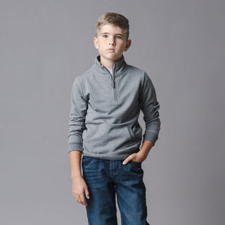 BOYS Dark Gray Heather Organic French Terry Half-Zip