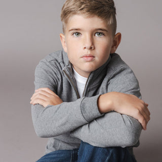 BOYS Dark Gray Heather Organic French Terry Half-Zip