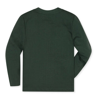 BOYS Dark Green Heather Organic Henley Pocket Tee