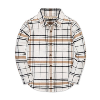 BOYS Soft White Heirloom Plaid Organic Flannel Shirt