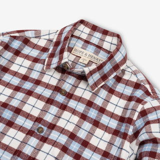 BOYS Burgundy and Blue Plaid Organic Flannel Shirt