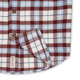 BOYS Burgundy and Blue Plaid Organic Flannel Shirt