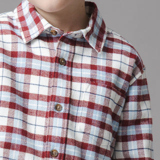 BOYS Burgundy and Blue Plaid Organic Flannel Shirt