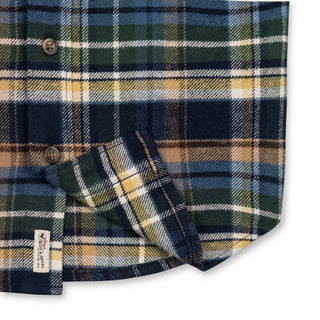 BOYS Navy Cottage Plaid Organic Flannel Shirt