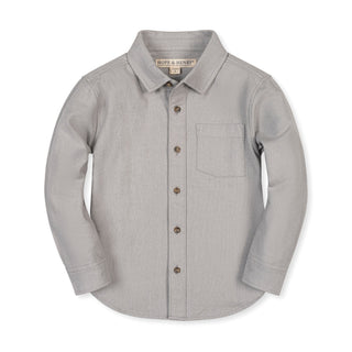 BOYS Gray Herringbone Organic Flannel Shirt