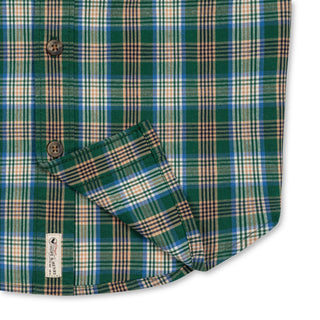 BOYS Green Classic Plaid Organic Stretch Poplin Shirt