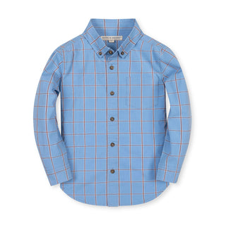 BOYS Blueberry Plaid Organic Stretch Poplin Shirt