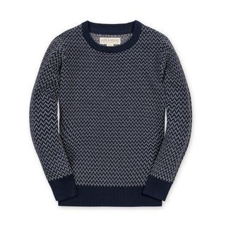 BOYS Navy Herringbone Crew Neck Pullover Sweater