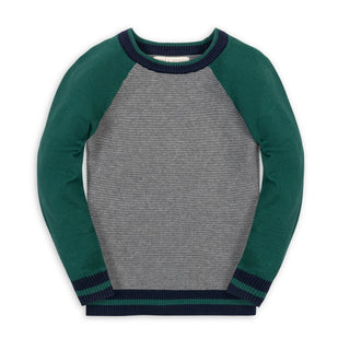 BOYS Gray and Green Organic Raglan Sweater