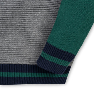 BOYS Gray and Green Organic Raglan Sweater