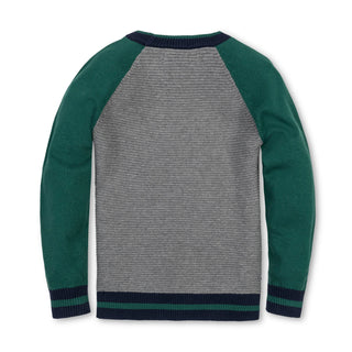 BOYS Gray and Green Organic Raglan Sweater