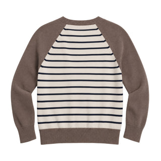 BOYS Taupe Colorblock Organic Raglan Sweater