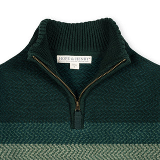 BOYS Pine Chevron Chest Stripe Organic Half Zip Sweater