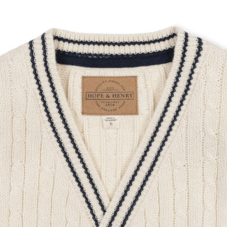 BOYS Ivory Cable Organic Cable Cardigan