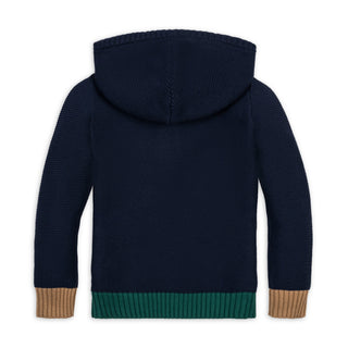 BOYS Navy Colorblock Organic Henley Sweater Hoodie