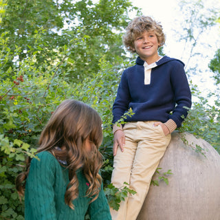 BOYS Navy Colorblock Organic Henley Sweater Hoodie