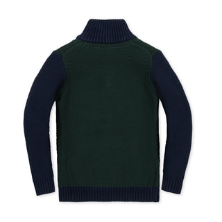 BOYS Navy and Deep Green Organic Half Zip Kanga Sweater