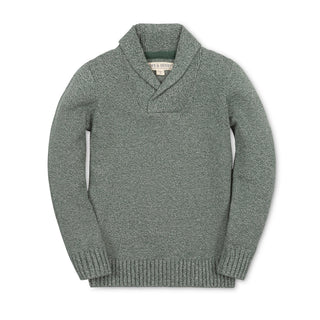 BOYS Dark Green Marl Organic Shawl Collar Sweater