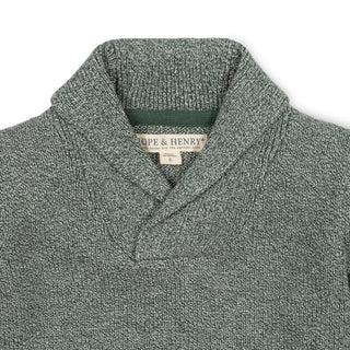 BOYS Dark Green Marl Organic Shawl Collar Sweater