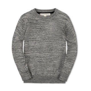 BOYS Black Space Dye Organic Crewneck Sweater
