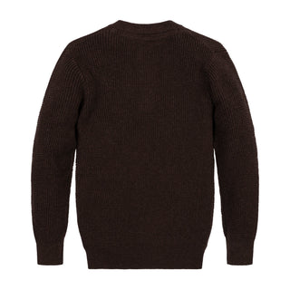 BOYS Chocolate Heather Organic Sweater Henley with Elbow Patches