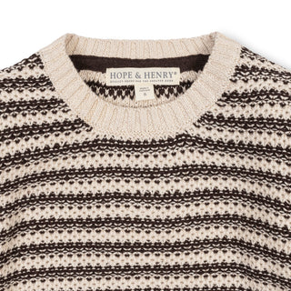 BOYS Chocolate and Tan Stripe Organic Crewneck Sweater