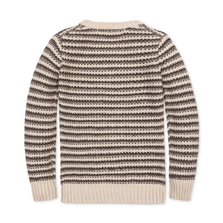 BOYS Chocolate and Tan Stripe Organic Crewneck Sweater