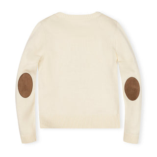 GIRLS Ivory Horse Intarsia Organic Horse Intarsia Sweater