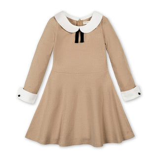 GIRLS Camel Heather French Look Ponte Dress with Bow