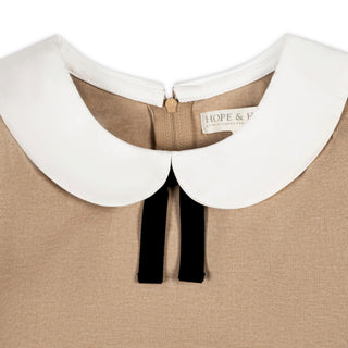 GIRLS Camel Heather French Look Ponte Dress with Bow