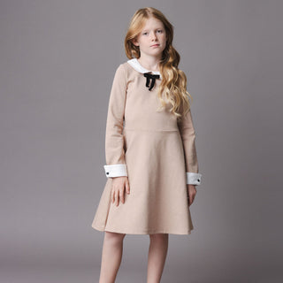 GIRLS Camel Heather French Look Ponte Dress with Bow