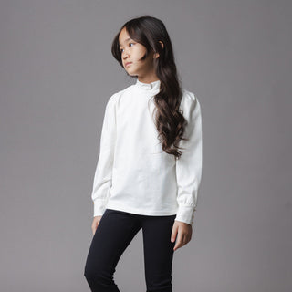GIRLS Soft White Organic Mock Neck Knit Top