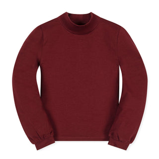 GIRLS Oxblood Organic Mock Neck Knit Top