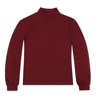 GIRLS Oxblood Organic Mock Neck Knit Top