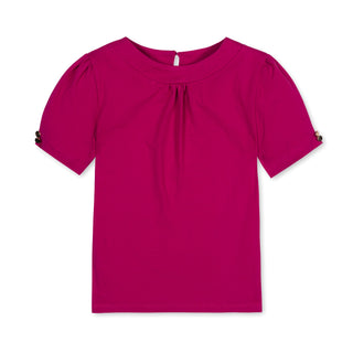 GIRLS Vivid Pink Organic Puff Sleeve Knit Top
