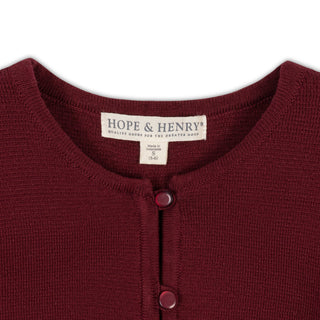 GIRLS Oxblood Organic Curved Hem Cardigan