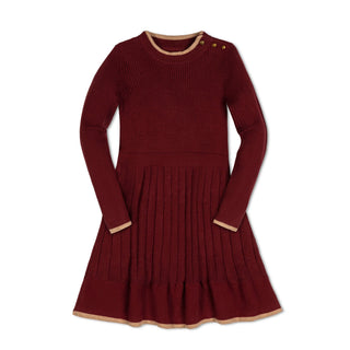 GIRLS Oxblood Organic Mock Neck Flounce Sweater Dress