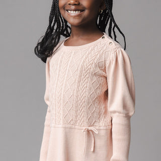 GIRLS Blush Organic Cable Bodice Sweater Dress