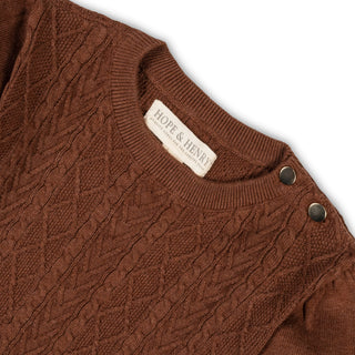 GIRLS Cinnamon Heather Organic Cable Bodice Sweater Dress