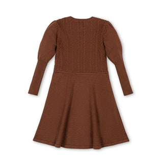 GIRLS Cinnamon Heather Organic Cable Bodice Sweater Dress