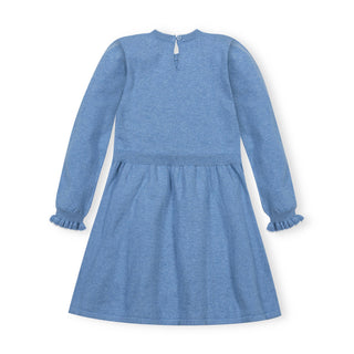 GIRLS Medium Blue Heather Organic Ruffle Bodice Sweater Dress