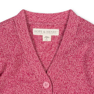 GIRLS Vivid Pink Marl Organic V-Neck Cardigan