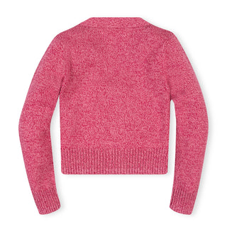 GIRLS Vivid Pink Marl Organic V-Neck Cardigan