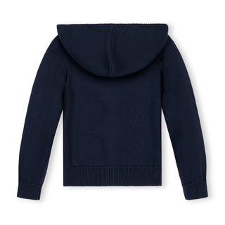 GIRLS Navy Argyle Organic Full Zip Hoodie Sweater