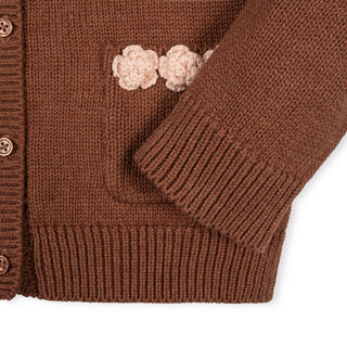 GIRLS Cinnamon Heather Organic Rosette Pocket Cardigan