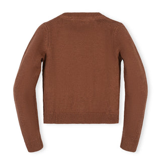 GIRLS Cinnamon Heather Organic Rosette Pocket Cardigan