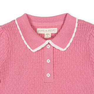 GIRLS Rose Pink Organic Peter Pan Collar Sweater Polo