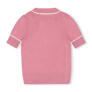 GIRLS Rose Pink Organic Peter Pan Collar Sweater Polo