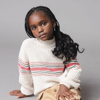 GIRLS Ivory Multi Fleck Organic Mock Neck Sweater