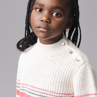 GIRLS Ivory Multi Fleck Organic Mock Neck Sweater